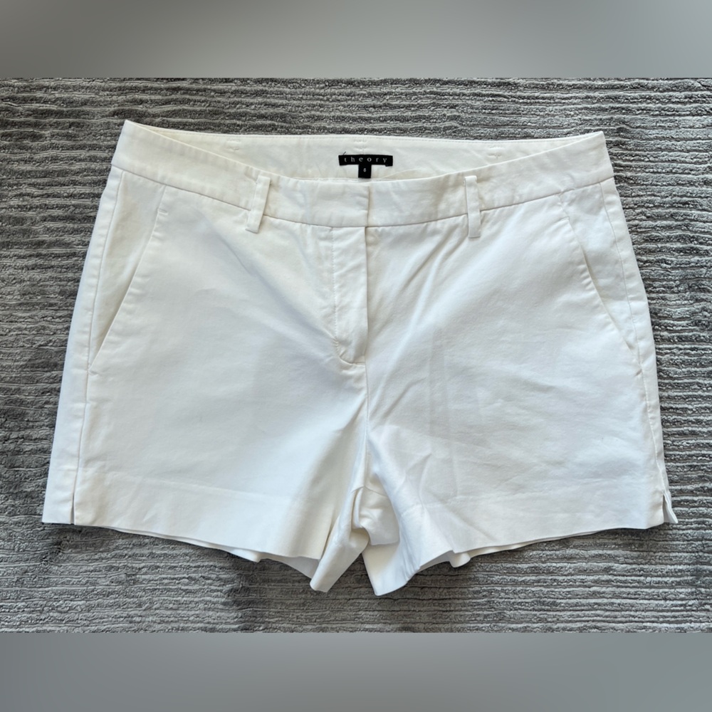 Theory White Tailored Bermuda Shorts